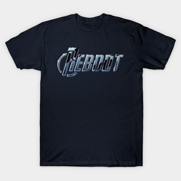 Reboot Logo (Chrome/Blue) T-Shirt by reboot-games